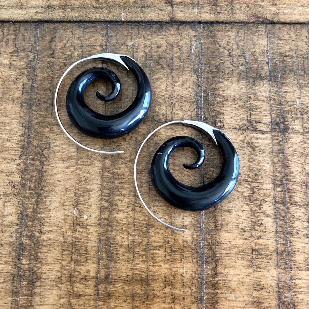 Boho Tribal Spiral Carved Earrings